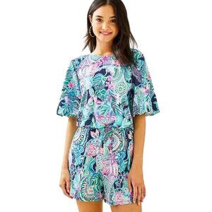 Lilly Pulitzer Britton Romper Small In Lookin Sharp‎ Floral Colorful DR-1743